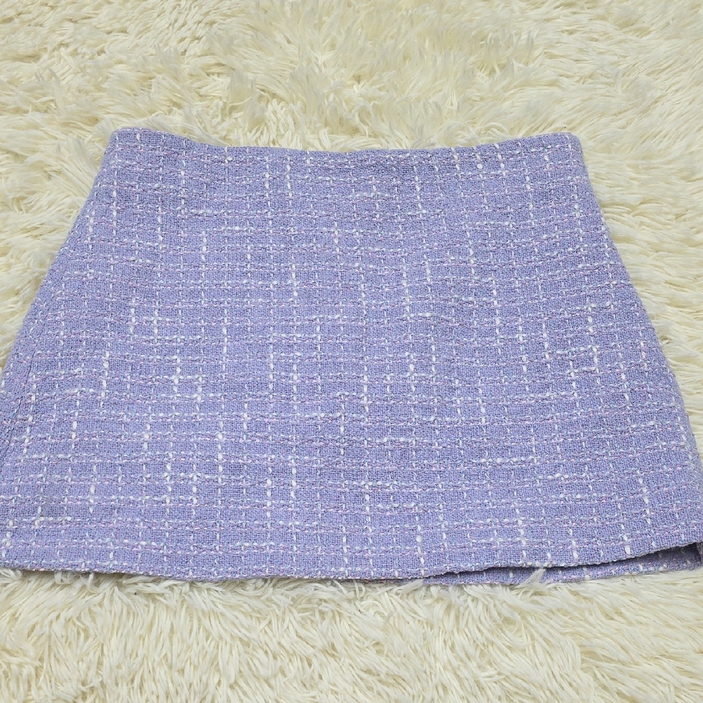 Zara Lilac Tweed Mini Skirt